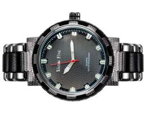 Show Fine,  Ceas Mana,  Dial Negru,  Convex,  Bratara Neagra - w615