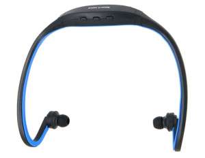 Casti MP3 Player,  Radio Fm,  Card Memorie,  Albastre-Negre - mp18