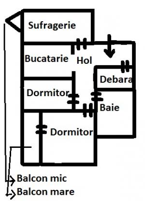 Apartament 3 camere zona central