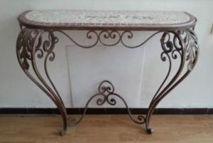 consola in lemn forjat si mozaic, 