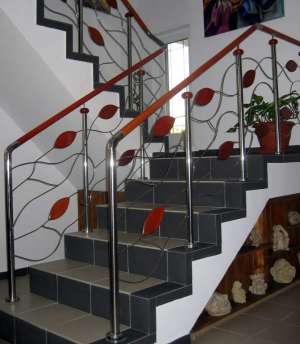 Balustrade din inox,  lemn si sticla