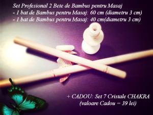 Set Profesional Bete de Bambus pentru Masaj (60 cm + 40 cm,     diametru 3 cm) = 89 lei + CADOU