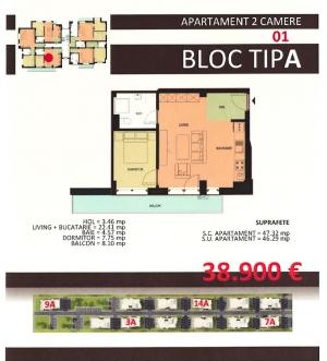 Bloc Nou,  2 Camere -Metrou D.Leonida