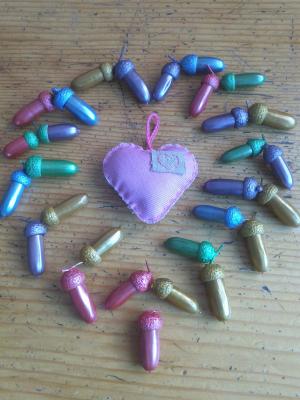 Inimi cu trandafiri - handmade - perniţe