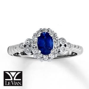 Inel ```Le Vian``` 14k aur /diamante/safir albastru