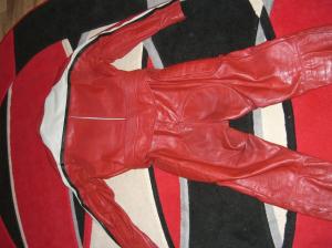 echipament moto costum moto piele caramiziu