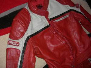 echipament moto costum moto piele caramiziu