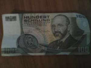 Vand bancnota 100 Hundert Schilling din 1984