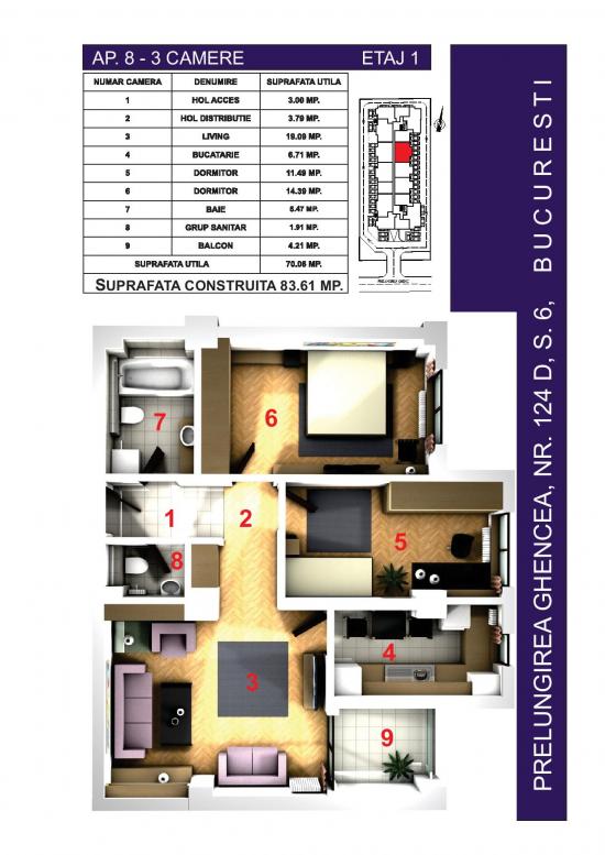 Apartamente noi 3 camere Confort Ghencea