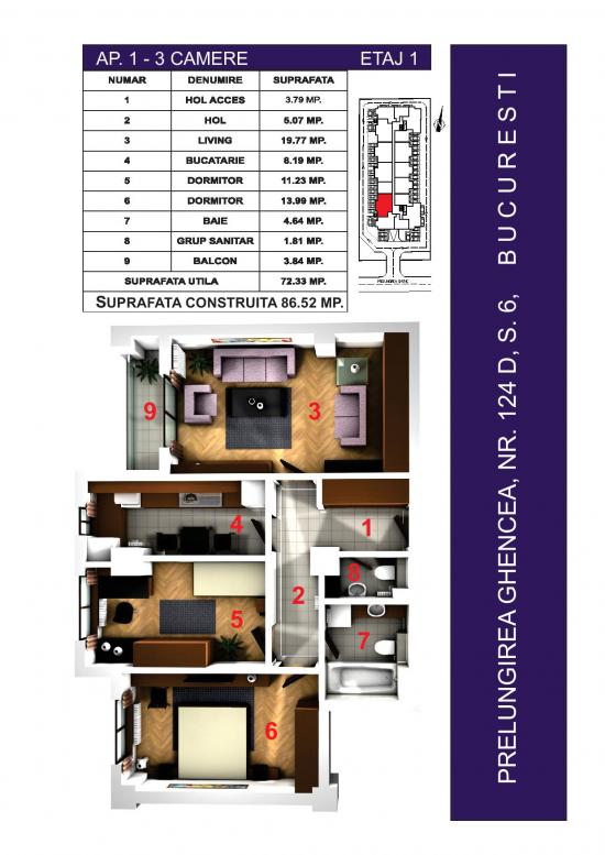 Apartamente noi 3 camere Confort Ghencea