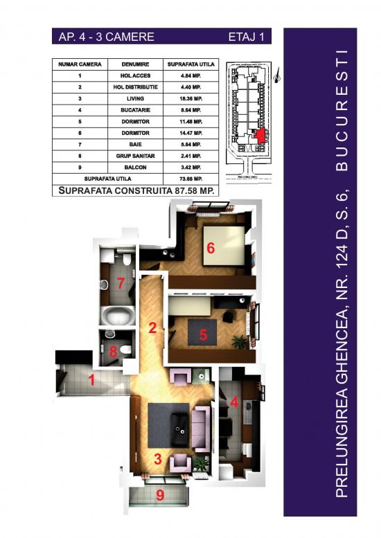 Apartamente noi 3 camere Confort Ghencea