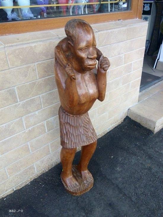 Statueta pescar - sculptura in lemn