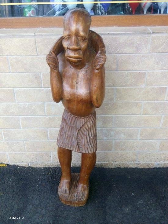 Statueta pescar - sculptura in lemn