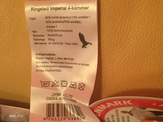 Perne din puf RINGSTED INPERIAL CU 4 CAMERE