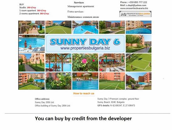 Studios for sell 9500 euro in Sunny Beach