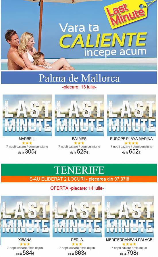 Prinde ofertele last minute spre Mallorca si Tenerife !!!