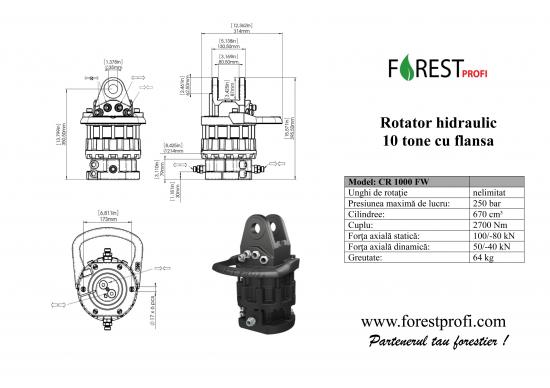 Rotator hidraulic 10 tone (CR-1000FW) cu flansa pentru graifer