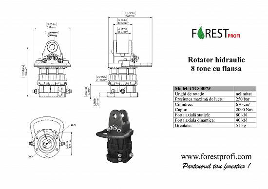Rotator hidraulic 8 tone (CR-800FW) cu flansa pentru graifer