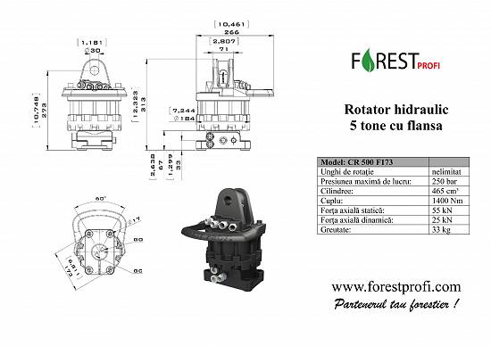 Rotator hidraulic 5 tone cu flansa pentru graifer
