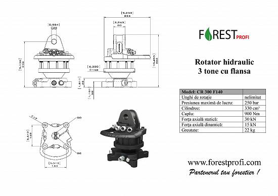 Rotator hidraulic 3 tone cu flansa pentru graifer