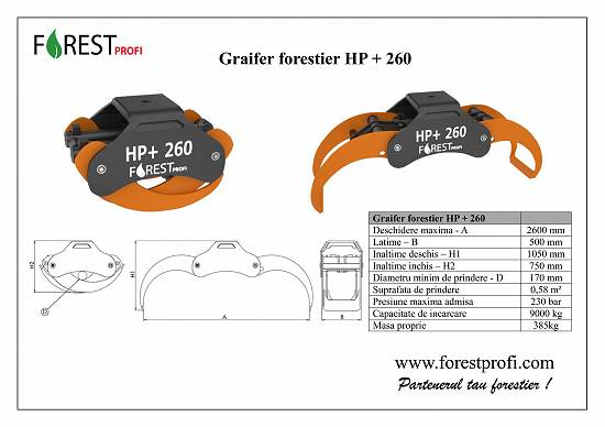 Graifer forestier pentru lemn HP+ 260