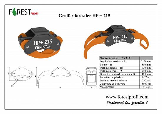 Graifer forestier pentru bustean HP+ 215
