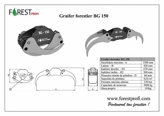 Graifer forestier pentru biomasa BG 150