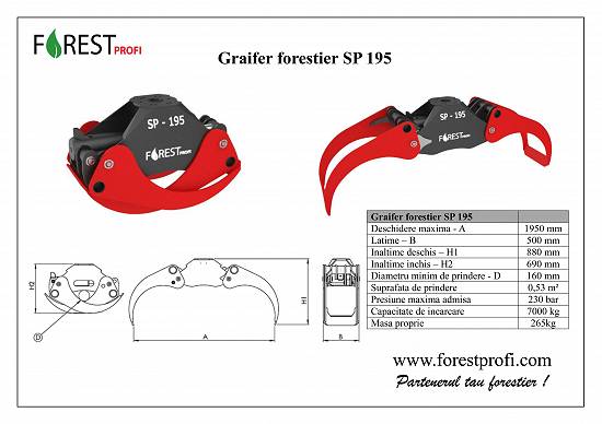 Graifer forestier pentru bustean SP 195