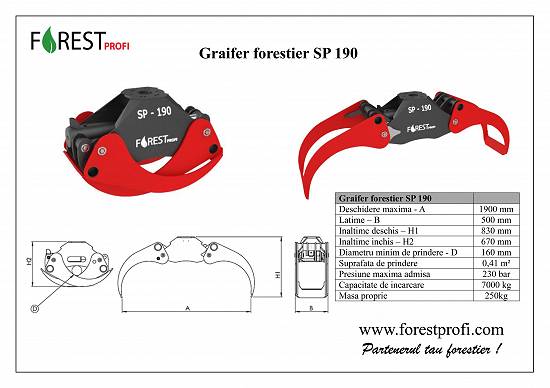 Graifer forestier pentru lemn SP 190