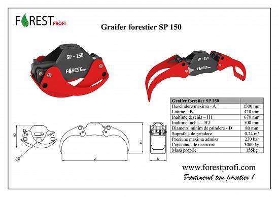 Graifer forestier pentru bustean SP 150