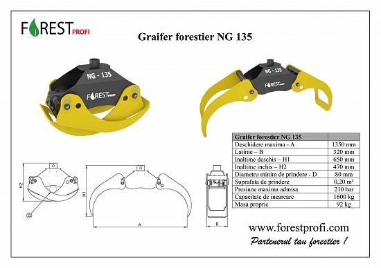 Graifer forestier pentru bustean NG 135