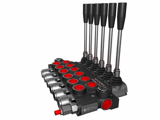Distribuitor hidraulic monobloc 6 sectiuni 80 l/min