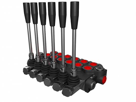 Distribuitor hidraulic monobloc 6 sectiuni 80 l/min