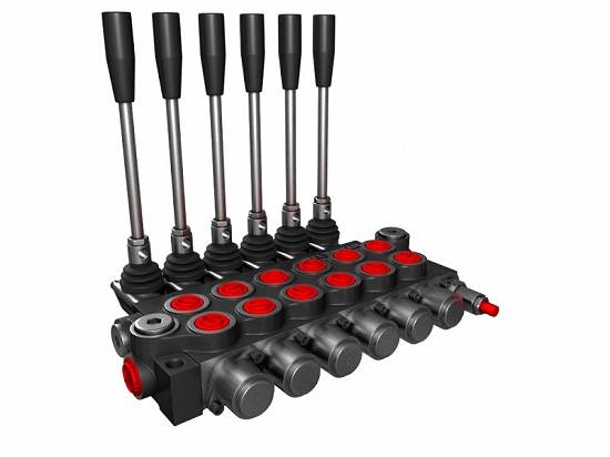Distribuitor hidraulic monobloc 6 sectiuni 40 l/min