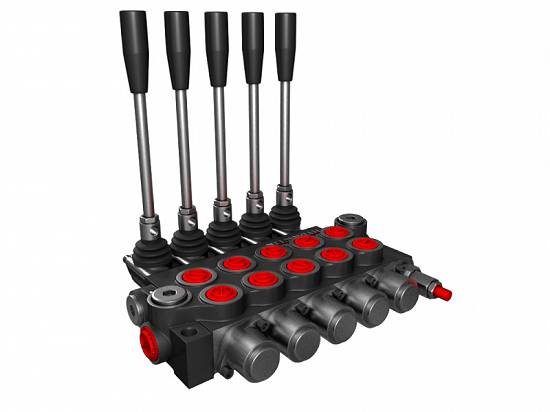 Distribuitor hidraulic monobloc 5 sectiuni 40 l/min