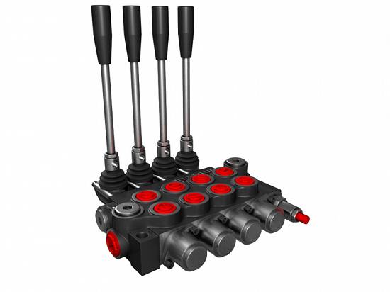 Distribuitor hidraulic monobloc 4 sectiuni 40 l/min