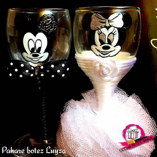 pahare nunta si botez pictate si ornate manual
