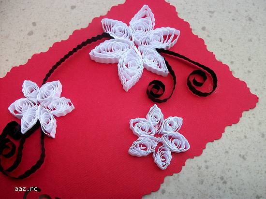Felicitare quilling rosie