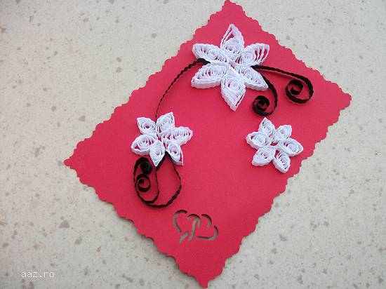 Felicitare quilling rosie