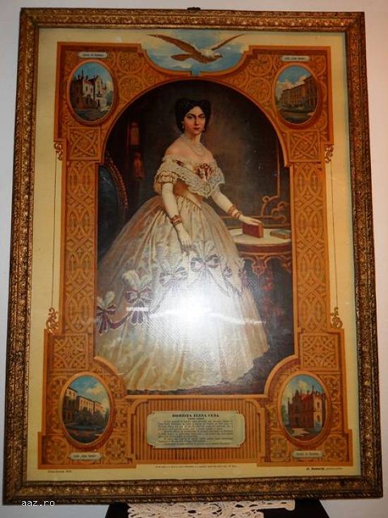 Litografie color reprezentându-l pe domnitorul Alexandru Ioan Cuza