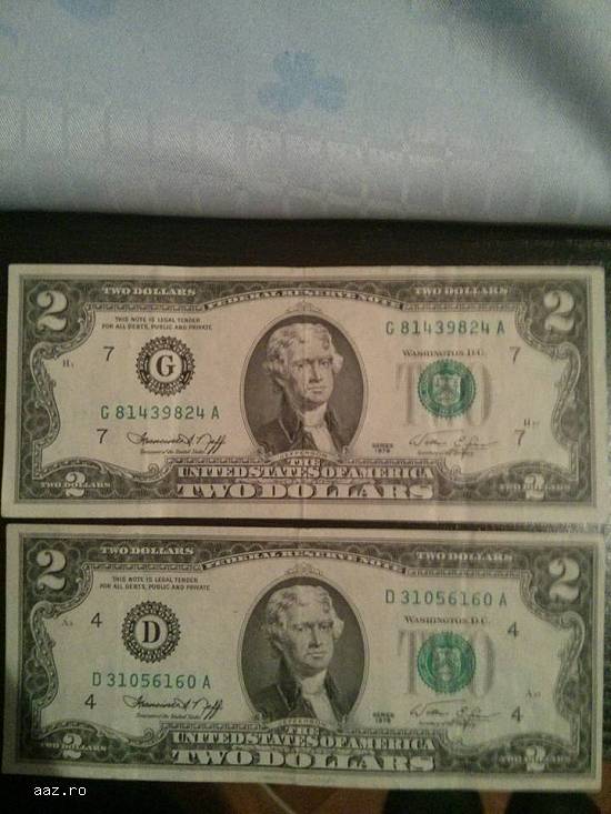 Bancnote 2 doalri foarte rare an 1976
