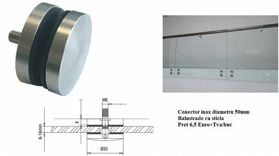 Prinderi pentru sticla,  balustrade cu sticla,  elemente din inox,  pentru balustrada