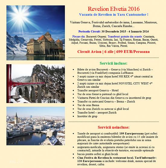 ✈ Revelion 2016 - Elvetia - Tara Cantoanelor !