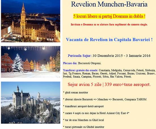 Revelion Munchen-Bavaria ! Ultimele locuri !