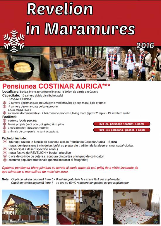 Revelion Maramures: Pensiunea Costinar Aurica 3* !