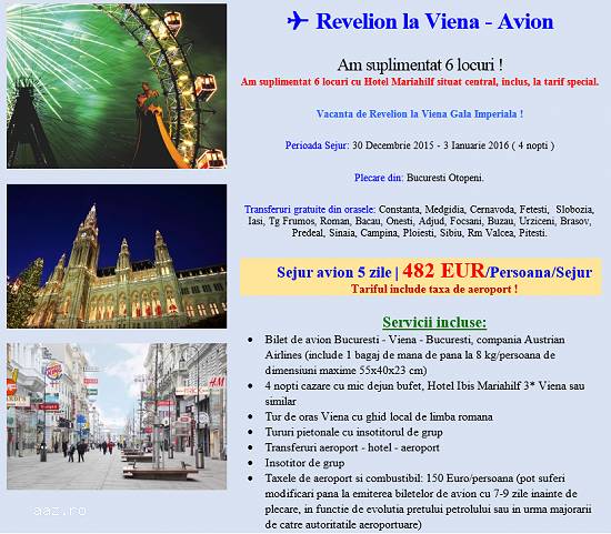 ✈ Revelion la Viena ! Ultimele locuri !