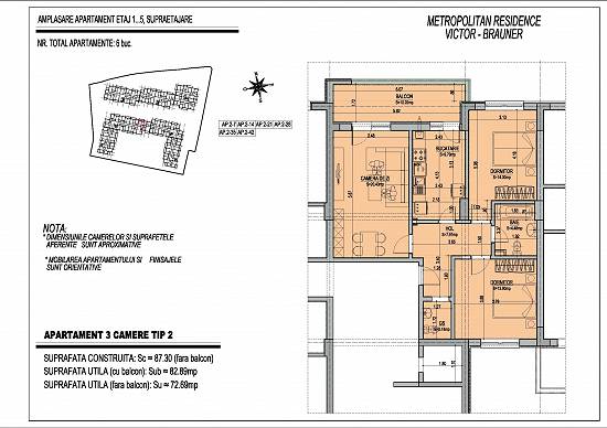 Vand apartament 3 camere, metrou Nicolae Teclu