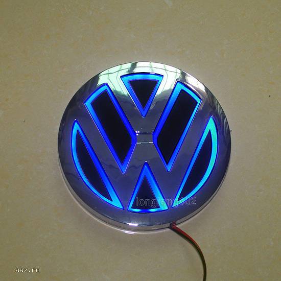Emblema volkswagen LED albastru sigla 5d vw logo iluminat