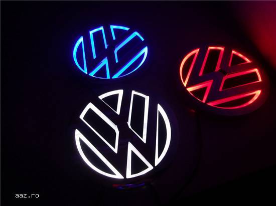 Emblema volkswagen LED albastru sigla 5d vw logo iluminat
