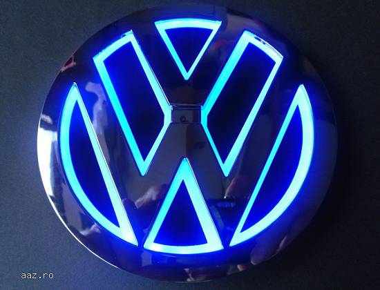 Emblema volkswagen LED albastru sigla 5d vw logo iluminat